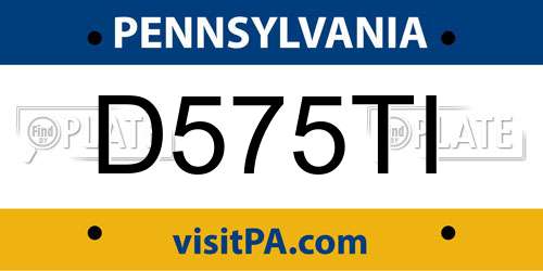 D575TI Pennsylvania License Plate
