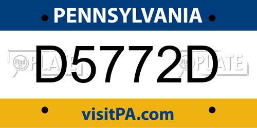 D5772D Pennsylvania License Plate