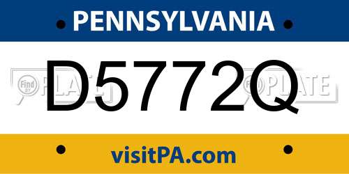 D5772Q Pennsylvania License Plate