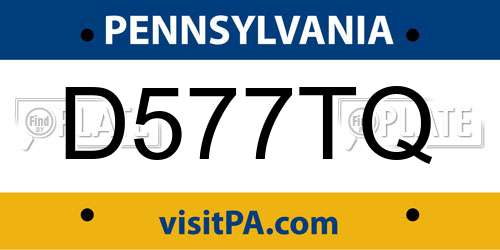 D577TQ Pennsylvania License Plate