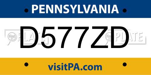 D577ZD Pennsylvania License Plate