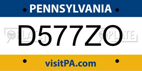 D577ZO Pennsylvania License Plate