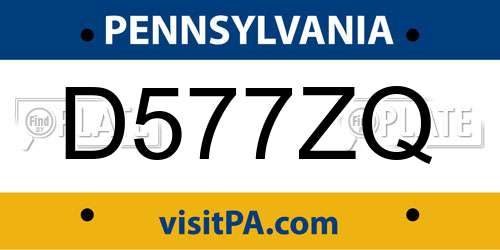 D577ZQ Pennsylvania License Plate