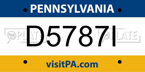 D5787I Pennsylvania License Plate