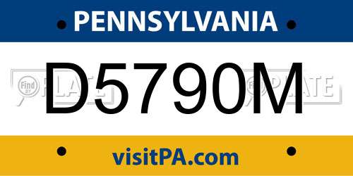 D5790M Pennsylvania License Plate