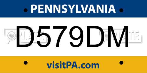 D579DM Pennsylvania License Plate