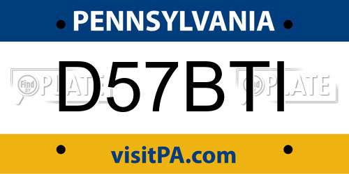 D57BTI Pennsylvania License Plate