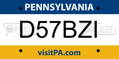 D57BZI Pennsylvania License Plate