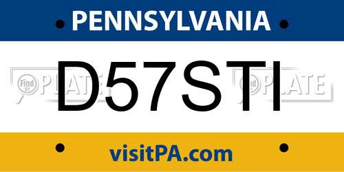 D57STI Pennsylvania License Plate