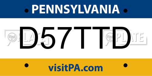 D57TTD Pennsylvania License Plate
