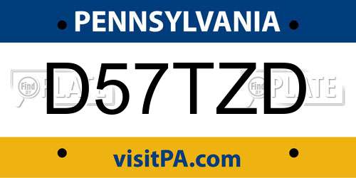 D57TZD Pennsylvania License Plate
