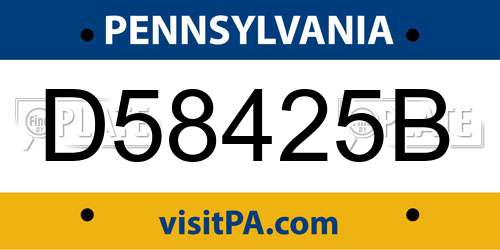 D58425B Pennsylvania License Plate
