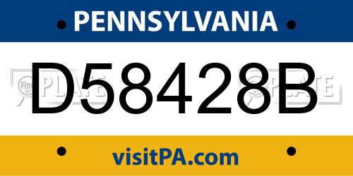 D58428B Pennsylvania License Plate