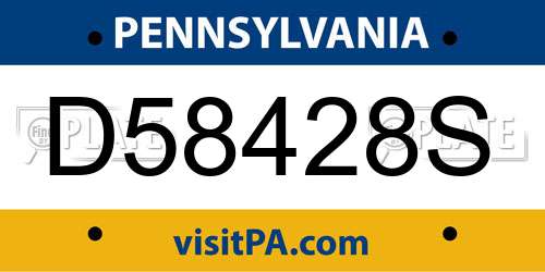 D58428S Pennsylvania License Plate