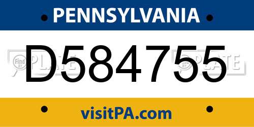 D584755 Pennsylvania License Plate