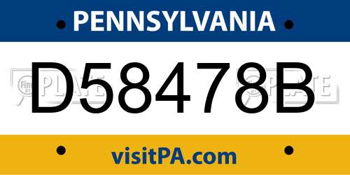 D58478B Pennsylvania License Plate