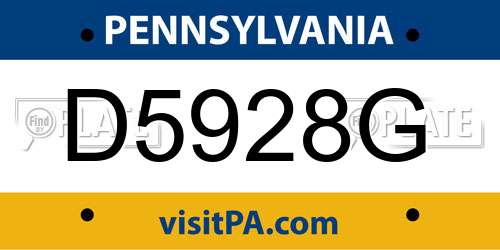 D5928G Pennsylvania License Plate