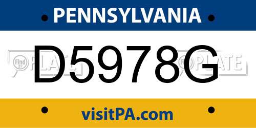 D5978G Pennsylvania License Plate