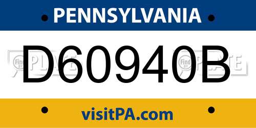 D60940B Pennsylvania License Plate