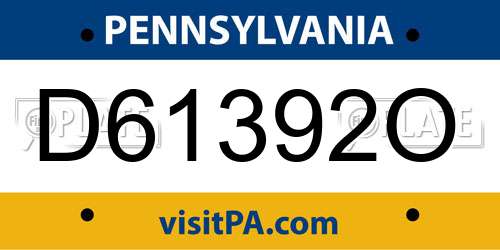 D61392O Pennsylvania License Plate