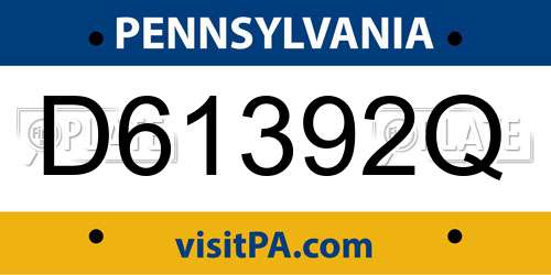 D61392Q Pennsylvania License Plate