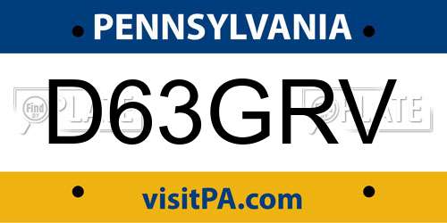 D63GRV Pennsylvania License Plate