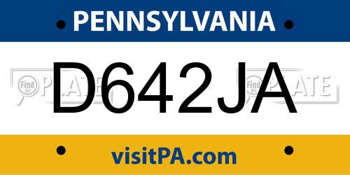 D642JA Pennsylvania License Plate
