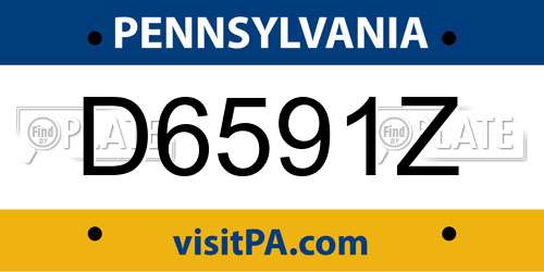 D6591Z Pennsylvania License Plate