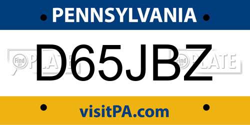 D65JBZ Pennsylvania License Plate