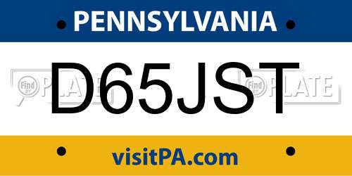 D65JST Pennsylvania License Plate