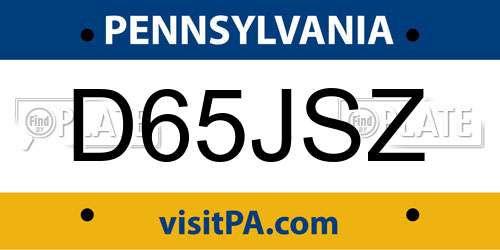 D65JSZ Pennsylvania License Plate