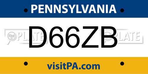 D66ZB Pennsylvania License Plate