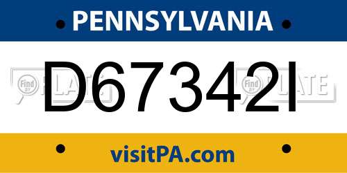 D67342I Pennsylvania License Plate