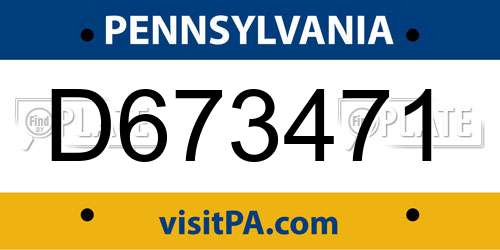 D673471 Pennsylvania License Plate