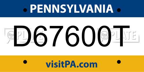 D67600T Pennsylvania License Plate