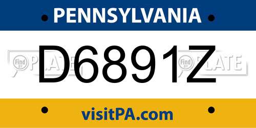 D6891Z Pennsylvania License Plate