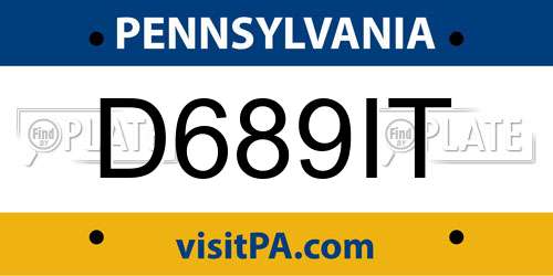 D689IT Pennsylvania License Plate