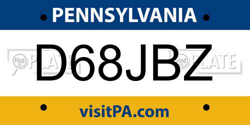 D68JBZ Pennsylvania License Plate