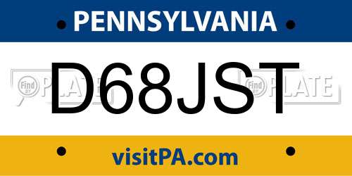 D68JST Pennsylvania License Plate