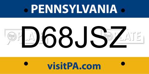 D68JSZ Pennsylvania License Plate