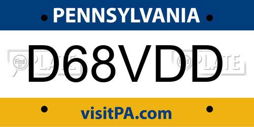 D68VDD Pennsylvania License Plate