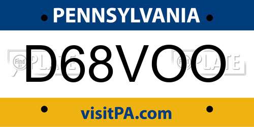 D68VOO Pennsylvania License Plate