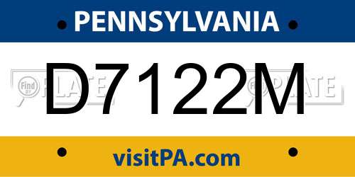 D7122M Pennsylvania License Plate