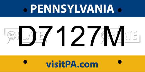 D7127M Pennsylvania License Plate