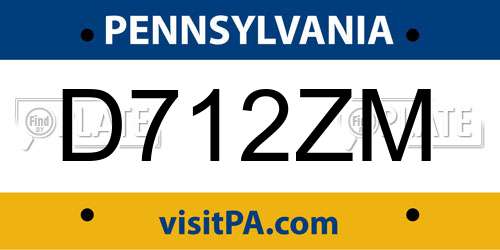 D712ZM Pennsylvania License Plate