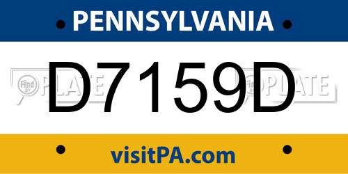 D7159D Pennsylvania License Plate