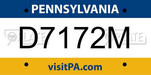 D7172M Pennsylvania License Plate