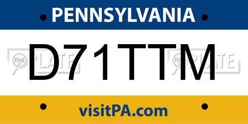 D71TTM Pennsylvania License Plate