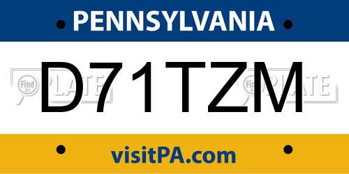 D71TZM Pennsylvania License Plate