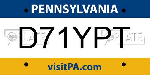 D71YPT Pennsylvania License Plate